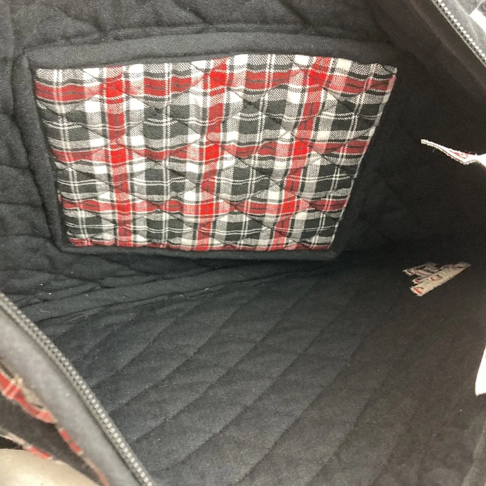 Pomegranate Collegiate Texas Tech Quilted Red & Black Plaid Tote Bag 17” x 14”